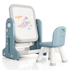 Fun n Baby 2合1幼兒磁性畫板+書桌椅組, 藍色, 1個