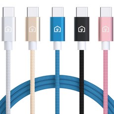 Home Planet Type C 編織快充線5入組, 1.5m, 銀色+金色+藍色+黑色+粉色, 1組