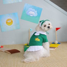 AMYLOVESPET 狗狗高爾夫球桿連身裙 + 帽子套組, 綠色, 1個