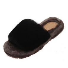 여성용 인조 밍크 모피 털 슬리퍼 겨울 실내화 뮬 슬리퍼 PRDS178