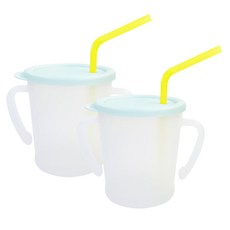 AGAFURA Magic系列雙耳防漏吸管杯, 薄荷綠, 300ml, 2個