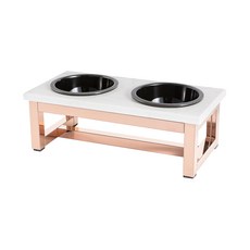 King jessi 寵物餐桌 玫瑰金鏡面框架 阿利斯頓陶瓷碗 JS-B, 2個, 黑色