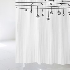 北歐風格浴簾 sc888+不鏽鋼掛鉤 12入+窗簾掛桿 白色, 混色