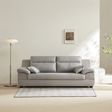 동서가구 테라 천연면피가죽 3인용 소파 방문설치, 라이트그레이