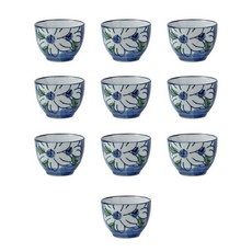 五體舒暢A大花圓形酒杯, 藍色, 10個