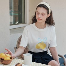 제로스트릿 여성용 썸머 레몬 반팔 티셔츠