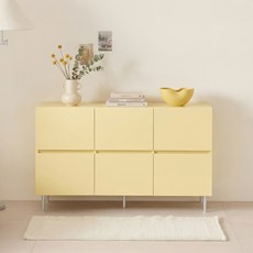 베이지메이트 오또 심플 1200 6서랍 수납장 방문설치, 버터옐로우