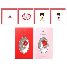 愛與感謝康乃馨胸針 2p + 康乃馨留言卡 4p 套組, 隨機出貨, 1套