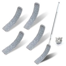 PIM 縫隙灰塵清潔拖把 + 可調節長度桿 + 拖布5片 + 縫隙刷 + 簡易壁掛架, 1套