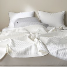 g BEDDING Mamong 水洗微莫代爾夏季涼被兼床墊床罩, 白色