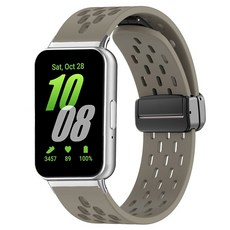 SPACE SHIELD Galaxy Watch D扣磁吸網眼矽膠錶帶, 深灰色