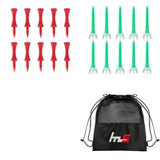 NAYASTYLE PE 高爾夫標準球Tee GFYP-169-4 10入 + PE 高爾夫標準球Tee 173-2PU 10入 + 收納袋組合, 紅色(GFYP-169-4), 綠色(173-2PU)