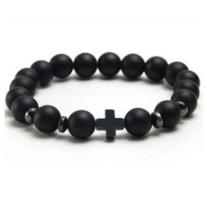 光明 天主教 天然念珠手鍊 黑色