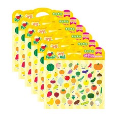 쁘띠팬시 과일채소 교육용스티커 DA6001, 혼합색상, 6개