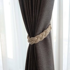 麻花繩結磁吸窗簾綁帶 50cm, 米色, 1個