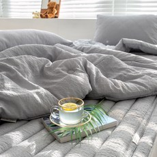 yesbedding 亞麻泡泡紗夏季薄被, GRAY