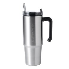 르리에 메이슨 보온보냉 텀블러 890ml + 빨대, 실버, 1개