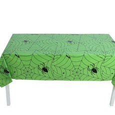 Kipopo 一次性派對萬聖節桌布 綠色蜘蛛網 137 x 274 cm, 1個, 1入
