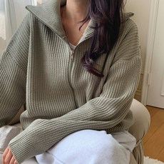 린다샵 티호킨 루즈핏 카라 긴팔 니트 집업 cpjk4151k27