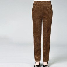 Goodif 女款 雙面刷毛燈芯絨媽媽版型鬆緊長褲