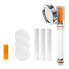 FILTER KLASS 三合一淨水維他命蓮蓬頭+維他命凝膠濾芯+沉澱物濾芯+圓型濾芯組, 白色, 1組