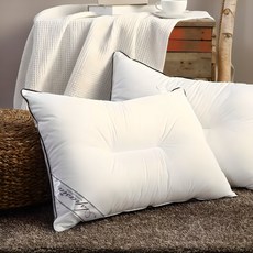 I'm Living 飯店用增量黑線微纖維填充C字型拉鍊式枕芯, 白色, 1個