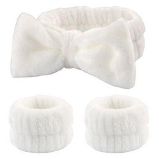 Forever Bean 蝴蝶結洗臉髮帶組 白色, 1組