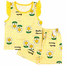 Maykids 童款格紋微笑雛菊無袖短褲套裝