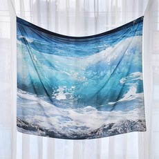 加厚雪紡布藝海報窗簾 魔鬼氈, 海浪