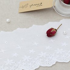 雪花棉刺繡蕾絲 180公分, 1件, 白色