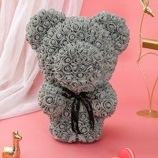 Frangond 紀念日禮物 玫瑰熊 40cm, 站姿灰色