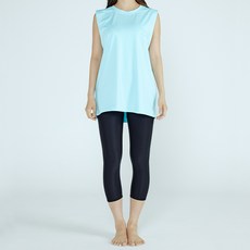 soleil 女性羅紋背心 + 七分基本款水陸兩用褲防曬衣套組