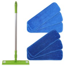 綠色清潔拖把 + 裁切款超細纖維拖布3入 + 環狀款3入 套組, 1套