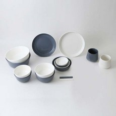 ERATO Mono 2人份居家餐具組 16p, 白色 + 灰色, 10種