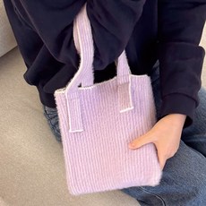 애쉬 투톤 리브드 니트 토트백