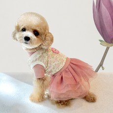 Grooming Dog 寵物淡雅花卉背心韓服, 淺粉紅色