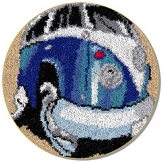 알로데 푹신한 라운드 카페트 DIY 스킬 자수 세트 중국어버전, NO 03(흰색인쇄메쉬), 1세트