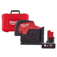 밀워키 12V 크로스 라인 겸용 2 포인트 레이저 레벨 베어툴 M12 CLLP-0C + 12V 6.0Ah M12 B6, 1세트