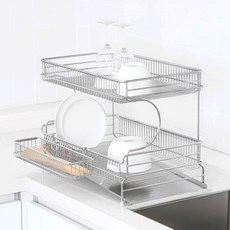 Login 韓國製造 304全不鏽鋼傾斜型碗盤瀝水架 橫向基本款, 2層, 1個, 銀色