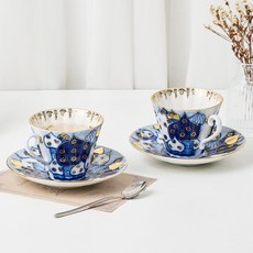 임페리얼포슬린 티잔 2p + 소서 2p 세트, 러시안돔 레이디얼, 1세트