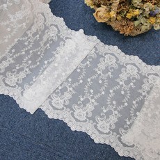 NASANDECO Chatelaine 刺繡蕾絲布料 M6111-1, 白色, 1個