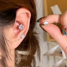 젤루나 여성용 써지컬 반짝 샤이닝 눈꽃 별 큐빅 귓바퀴 아웃컨츠 귀걸이 3종 세트 P-795