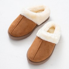 BASE ALPHA ESSENTIALS 男女通用麂皮保暖毛絨拖鞋, 駱駝, 255-260mm