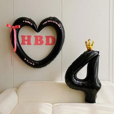 P&B UNITY HBD 愛心環緞帶氣球組, 07-4 黑桃紅 4, 1套