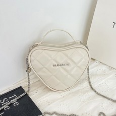 연이랜드 체인 퀼팅 하트 크로스 숄더백