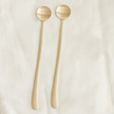 놋향 방짜유기 홈카페 롱티스푼, 골드, 2개