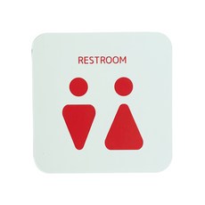 부착형 화장실 안내표지판 세트 레드, RESTROOM, 1세트