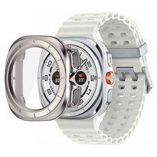 SPACE SHIELD Galaxy Watch Ultra 相容 PC 鋼化玻璃全包式保護殼, 1個, 鈦色