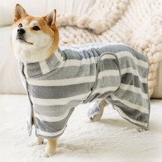 MAAH 中大型犬條紋浴袍, 灰色, 1個
