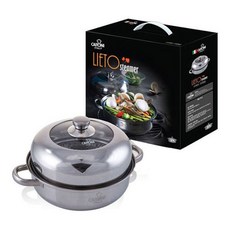 CARONI 雙耳不鏽鋼湯鍋+蒸盤+玻璃鍋蓋, 275 x 275 x 100 毫米, 1個